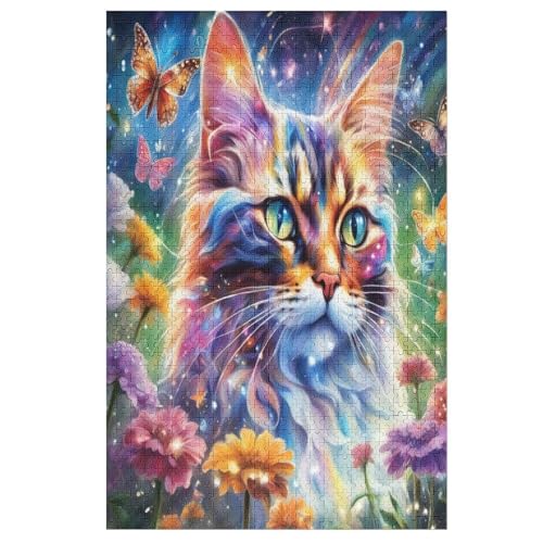 Cute Katze Holzpuzzle Erwachsene - 1000 Teiliges Jigsaw Knobelspiel - Puzzle Für Erwachsene & Kinder - Outdoor & Reisespielzeug - Geduldspiel （78×53cm） von GGJJTT