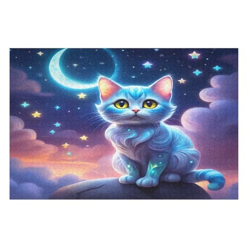 Cute Katze -Puzzle, 1000 Teile,Holzpuzzle Für Erwachsene Kinder, Lustiges Spielzeug, Denkspiel, Spielzeug, Bildungsspiel, Herausforderung, Pädagogisch, （75×50cm） von GGJJTT