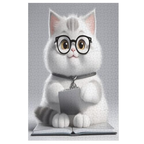 Cute Katze Puzzle 1000 Teile, Holzpuzzle Herausforderndes Geschicklichkeitsspiel Für Die Ganze Familie, Kinder Erwachsenenpuzzle Ab 12 Jahren 78×53cm von GGJJTT