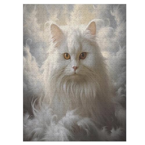 Cute Katze – Puzzle 500 Teile, Holzpuzzle, Herausforderndes Geschicklichkeitsspiel Für Die Ganze Familie, Kinder Erwachsenenpuzzle Ab 12 Jahren （55×41cm） von GGJJTT