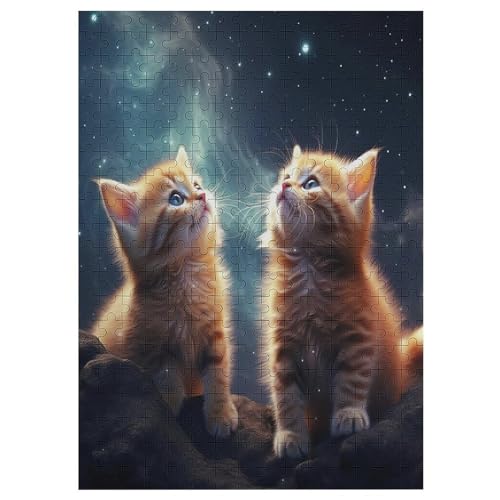 Cute Katze Puzzle Für Erwachsene,300-teiliges Puzzle,Puzzle Für Erwachsene Und Kinder,Holzpuzzle,Lernspielzeug, （42×30cm） von GGJJTT