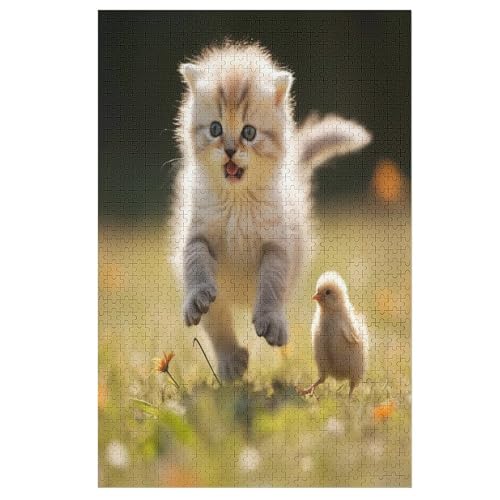 Cute Katze Puzzles 1000 Teile Erwachsener Kniffel Spaß Für Die Ganze Familie - 1000 Puzzleteilige Motive, Holzpuzzle Kinder Erwachsene, Impossible Puzzle Schwer （78×53cm） von GGJJTT