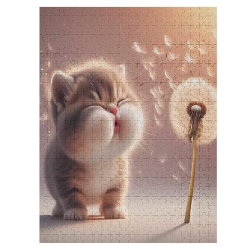 Cute Katze Puzzles 500 Teile Erwachsener Kniffel Spaß Für Die Ganze Familie - 500 Puzzleteilige Motive, Holzpuzzle Kinder Erwachsene, Impossible Puzzle Schwer （55×41cm） von GGJJTT