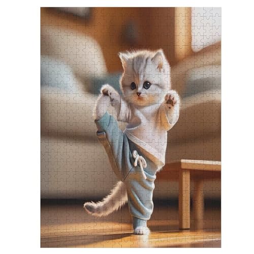 Cute Katze Puzzles 500 Teile Erwachsener Kniffel Spaß Für Die Ganze Familie - 500 Puzzleteilige Motive, Holzpuzzle Kinder Erwachsene, Impossible Puzzle Schwer （55×41cm） von GGJJTT