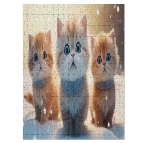 Cute Katze Puzzles 500 Teile Erwachsener Kniffel Spaß Für Die Ganze Familie - 500 Puzzleteilige Motive, Holzpuzzle Kinder Erwachsene, Impossible Puzzle Schwer （55×41cm） von GGJJTT