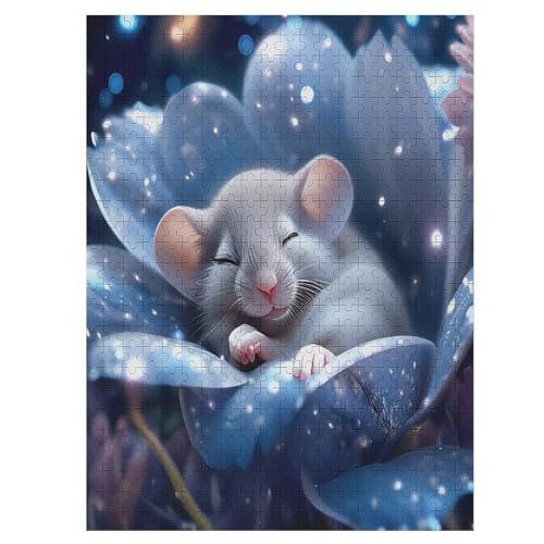 Cute Maus Holzpuzzle 500 Teile,Puzzles Für Erwachsene, Impossible Puzzle, Geschicklichkeitsspiel Für Die Ganze Familie,Home Dekoration Puzzle, Puzzle Kinder Legespiel （55×41cm） von GGJJTT