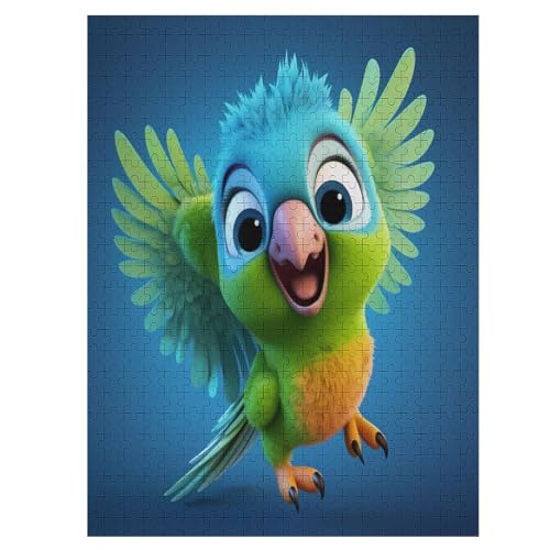 Cute Papagei Puzzles 500 Teile Erwachsener Kniffel Spaß Für Die Ganze Familie - 500 Puzzleteilige Motive, Holzpuzzle Kinder Erwachsene, Impossible Puzzle Schwer （55×41cm） von GGJJTT