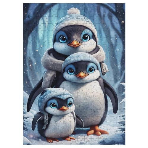 Cute Pinguin – Puzzle 300 Teile, Holzpuzzle, Herausforderndes Geschicklichkeitsspiel Für Die Ganze Familie, Kinder Erwachsenenpuzzle Ab 12 Jahren （42×30cm） von GGJJTT