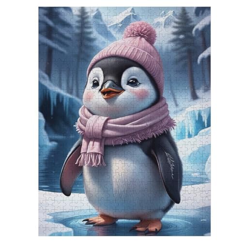 Cute Pinguin Puzzle Für Erwachsene 500 Teile Premium 100% Recyceltes Brett Zum Lernen, Lernspielzeug, Familienspiele Kinder Holzpuzzle （55×41cm） von GGJJTT