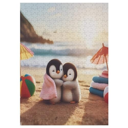 Cute Pinguin Puzzles 300 Teile Erwachsener Kniffel Spaß Für Die Ganze Familie - 300 Puzzleteilige Motive, Holzpuzzle Kinder Erwachsene, Impossible Puzzle Schwer （42×30cm） von GGJJTT