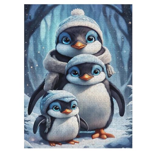 Cute Pinguin-Puzzlespiel Aus Holz, 500 Puzzleteile, Kreatives Puzzle Für Teenager Und Erwachsene, Kreatives Spielzeug, Puzzles, （55×41cm） von GGJJTT