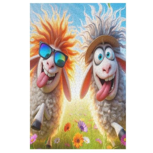 Cute Schaf 1000 Teile Premium-Puzzles Für Erwachsene Kinder- Holzpuzzles Spaß Und Lernspiele - Perfekte Puzzle-Geschenke （78×53cm） von GGJJTT