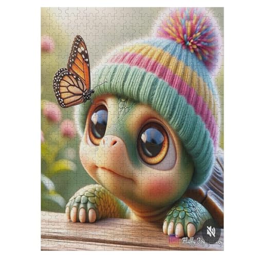 Cute Schildkröte Holzpuzzle 500 Stück Puzzles Für Erwachsene Teenager Stress Abbauen Familien-Puzzlespiel Poster 500-teiliges Puzzle Kinder Lernspiel Spielzeug Geschenk （55×41cm） von GGJJTT