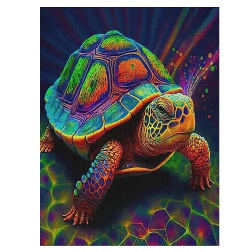 Cute Schildkröte Holzpuzzle 500 Teile, Knobelspiele Für Erwachsene, Teenager, Puzzles Unmögliche - Kinder Puzzle Zimmer Deko （55×41cm） von GGJJTT