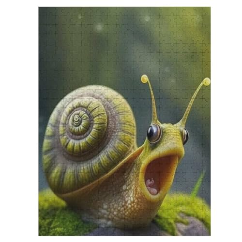 Cute Snail Puzzle 500 Teile, Holzpuzzle Für Erwachsene, Impossible Puzzle, GesKükenlichkeitsspiel Für Die Ganze Familie, Puzzle Farbenfrohes Legespiel Kinder Puzzles （55×41cm） von GGJJTT