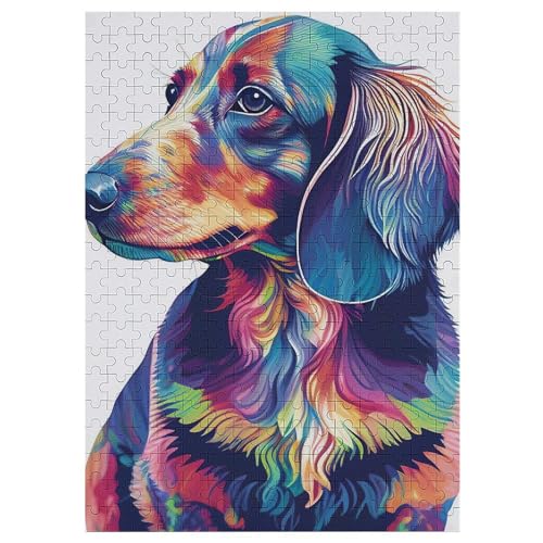 Dackel Dog-Puzzlespiel Aus Holz, 300 Puzzleteile, Kreatives Puzzle Für Teenager Und Erwachsene, Kreatives Spielzeug, Puzzles, （42×30cm） von GGJJTT