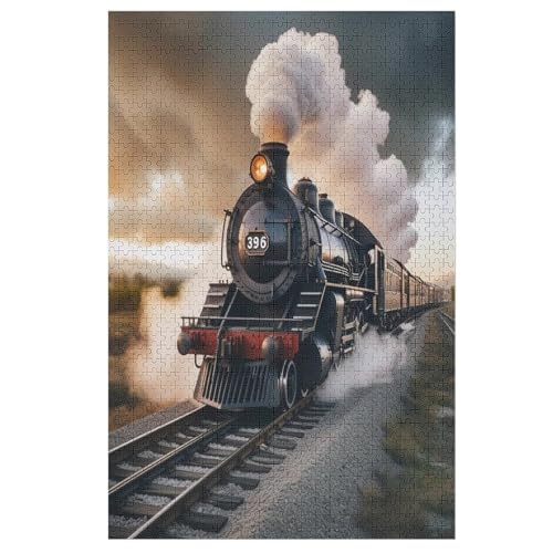 Dampfzug Puzzles 1000 Teile Erwachsener Kniffel Spaß Für Die Ganze Familie - 1000 Puzzleteilige Motive, Holzpuzzle Kinder Erwachsene, Impossible Puzzle Schwer （78×53cm） von GGJJTT