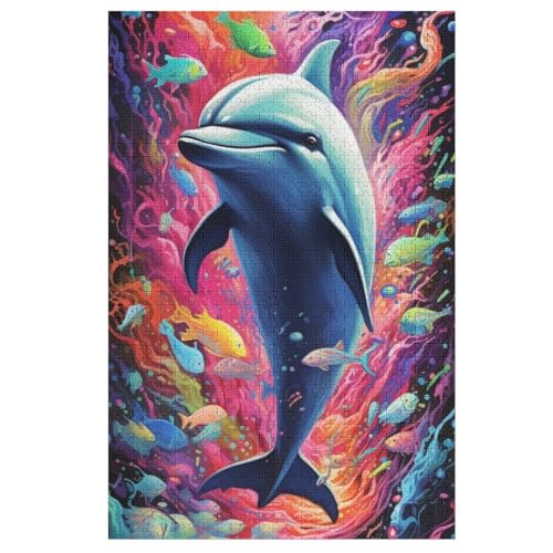 Delfin 1000 Teile Puzzles Für Erwachsene, Impossible Puzzle, Geschicklichkeitsspiel Für Die Ganze Familie, Kinder Holzpuzzle 78×53cm von GGJJTT