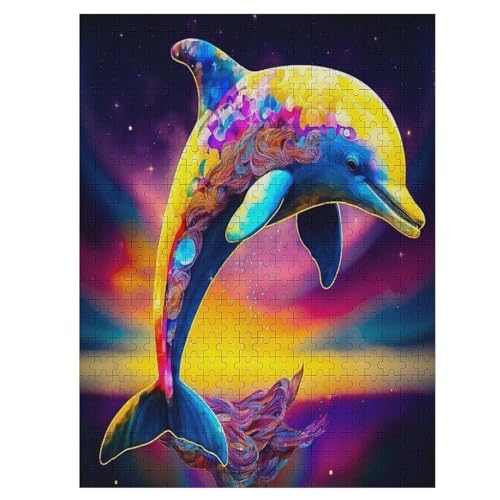 Delfin Holzpuzzle 500 Teile, Knobelspiele Für Erwachsene, Teenager, Puzzles Unmögliche - Kinder Puzzle Zimmer Deko （55×41cm） von GGJJTT