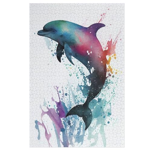 Delfin Puzzle 1000 Teile, Holzpuzzle Für Erwachsene Kinder, Impossible Puzzles, Geschicklichkeitsspiel Für Die Ganze Familie 78×53cm von GGJJTT