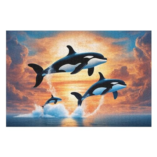 Delfin Puzzles 1000 Teile Erwachsener Kniffel Spaß Für Die Ganze Familie - 1000 Puzzleteilige Motive, Holzpuzzle Kinder Erwachsene, Impossible Puzzle Schwer （75×50cm） von GGJJTT