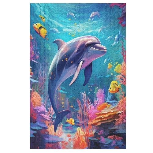 Delfins Holzpuzzle Erwachsene - 1000 Teiliges Jigsaw Knobelspiel - Puzzle Für Erwachsene & Kinder - Outdoor & Reisespielzeug - Geduldspiel （78×53cm） von GGJJTT