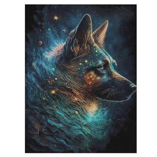 Deutscher Schäferhund 500 Teile Puzzle, Holzpuzzle, Puzzles Für Erwachsene Kinder, 500 Teile Puzzle Für Jugendliche & Erwachsene Lernspiel Herausforderungsspielzeug （55×41cm） von GGJJTT