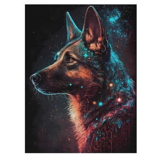 Deutscher Schäferhund Holzpuzzle 500 Teile, Knobelspiele Für Erwachsene, Teenager, Puzzles Unmögliche - Kinder Puzzle Zimmer Deko （55×41cm） von GGJJTT