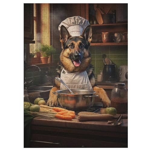 Deutscher Schäferhund Holzpuzzle Erwachsene - 300 Teiliges Jigsaw Knobelspiel - Puzzle Für Erwachsene & Kinder - Outdoor & Reisespielzeug - Geduldspiel （42×30cm） von GGJJTT