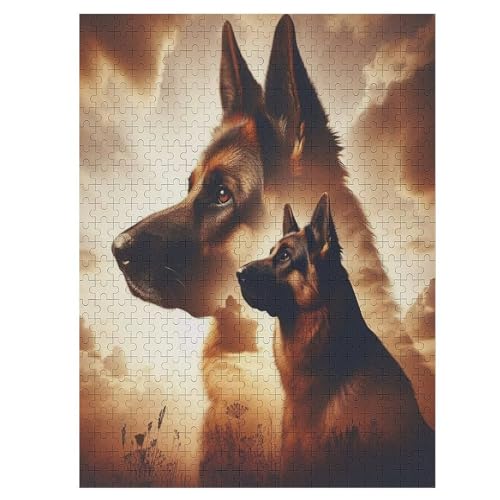 Deutscher Schäferhund Holzpuzzle Erwachsene - 500 Teiliges Jigsaw Knobelspiel - Puzzle Für Erwachsene & Kinder - Outdoor & Reisespielzeug - Geduldspiel （55×41cm） von GGJJTT