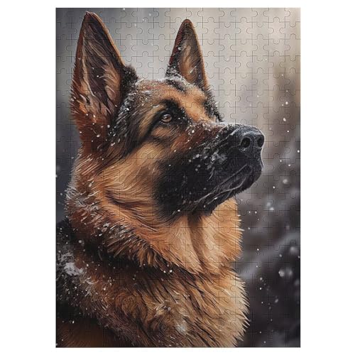 Deutscher Schäferhund Puzzle 300 Teile,Puzzles Für Erwachsene, Impossible Puzzle, Geschicklichkeitsspiel Für Die Ganze Familie, Puzzle Kinder,Holzpuzzle-Geschenk,Raumdekoration, （42×30cm） von GGJJTT