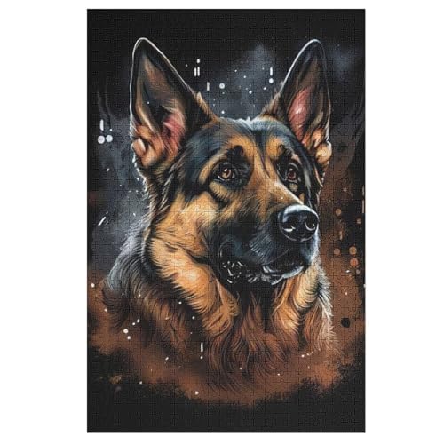 Deutscher Schäferhund Puzzle Für Erwachsene 1000 Teile Premium 100% Recyceltes Brett Zum Lernen, Lernspielzeug, Familienspiele Kinder Holzpuzzle （78×53cm） von GGJJTT