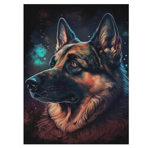 Deutscher Schäferhund Puzzle Für Erwachsene 500 Teile Premium 100% Recyceltes Brett Zum Lernen, Lernspielzeug, Familienspiele Kinder Holzpuzzle （55×41cm） von GGJJTT