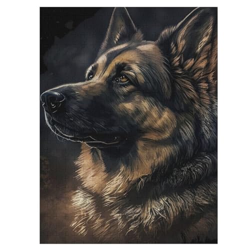 Deutscher Schäferhund Puzzles 500 Teile Erwachsener Kniffel Spaß Für Die Ganze Familie - 500 Puzzleteilige Motive, Holzpuzzle Kinder Erwachsene, Impossible Puzzle Schwer （55×41cm） von GGJJTT