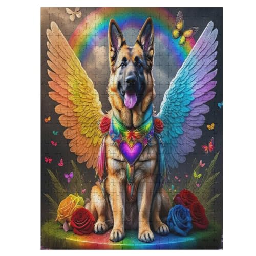 Deutscher Schäferhund Puzzles 500 Teile Erwachsener Kniffel Spaß Für Die Ganze Familie - 500 Puzzleteilige Motive, Holzpuzzle Kinder Erwachsene, Impossible Puzzle Schwer （55×41cm） von GGJJTT