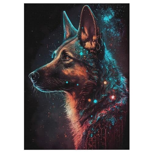 Deutscher Schäferhund-Puzzlespiel Aus Holz, 300 Puzzleteile, Kreatives Puzzle Für Teenager Und Erwachsene, Kreatives Spielzeug, Puzzles, （42×30cm） von GGJJTT