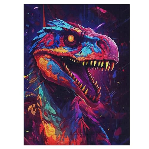 Dinosaur – Puzzle 500 Teile, Holzpuzzle, Herausforderndes GesKükenlichkeitsspiel Für Die Ganze Familie, Kinder Erwachsenenpuzzle Ab 12 Jahren （55×41cm） von GGJJTT