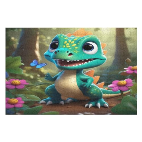 Dinosaurier Holzpuzzle 1000 Stück Puzzles Für Erwachsene Teenager Stress Abbauen Familien-Puzzlespiel Poster 1000-teiliges Puzzle Kinder Lernspiel Spielzeug Geschenk （75×50cm） von GGJJTT