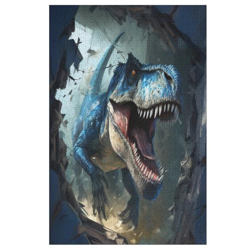 Dinosaurier Holzpuzzle Erwachsene - 1000 Teiliges Jigsaw Knobelspiel - Puzzle Für Erwachsene & Kinder - Outdoor & Reisespielzeug - Geduldspiel （78×53cm） von GGJJTT