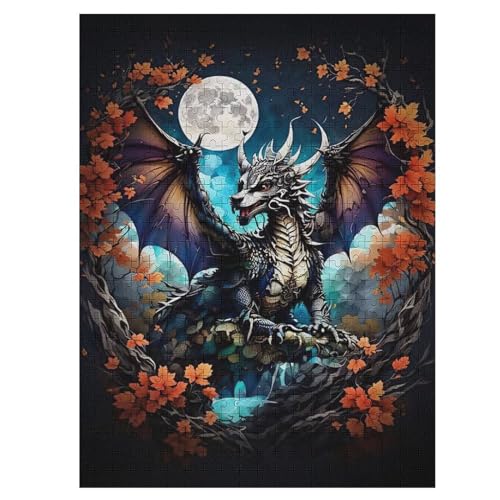 Drache,500 Teile,Holzpuzzle,einzigartiges Puzzle,kreatives Puzzle,Geschenk Für Erwachsene,Familienspiel,Herausforderungsaktivität,（55×41cm） von GGJJTT