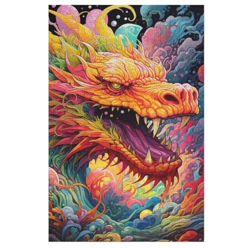 Drache 1000 Teile Puzzle, Holzpuzzle, Puzzles Für Erwachsene Kinder, 1000 Teile Puzzle Für Jugendliche & Erwachsene Lernspiel Herausforderungsspielzeug （78×53cm） von GGJJTT