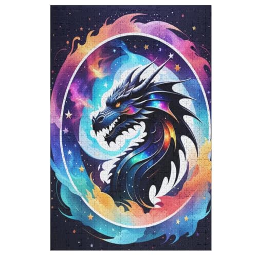 Drache 1000 Teile Puzzles Für Erwachsene, Impossible Puzzle, Geschicklichkeitsspiel Für Die Ganze Familie, Kinder Holzpuzzle 78×53cm von GGJJTT