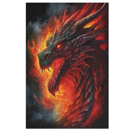 Drache Holzpuzzle 1000 Stück Puzzles Für Erwachsene Teenager Stress Abbauen Familien-Puzzlespiel Poster 1000-teiliges Puzzle Kinder Lernspiel Spielzeug Geschenk （78×53cm） von GGJJTT