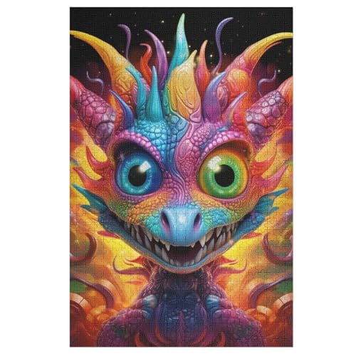 Drache Holzpuzzle 1000 Teile,Puzzles Für Erwachsene, Impossible Puzzle, Geschicklichkeitsspiel Für Die Ganze Familie,Home Dekoration Puzzle, Puzzle Kinder Legespiel （78×53cm） von GGJJTT