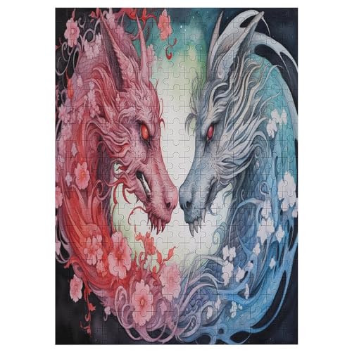 Drache Holzpuzzle 300 Teile, Knobelspiele Für Erwachsene, Teenager, Puzzles Unmögliche - Kinder Puzzle Zimmer Deko （42×30cm） von GGJJTT