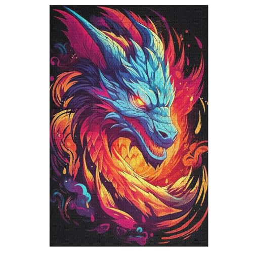 Drache Holzpuzzle Erwachsene - 1000 Teiliges Jigsaw Knobelspiel - Puzzle Für Erwachsene & Kinder - Outdoor & Reisespielzeug 78×53cm von GGJJTT