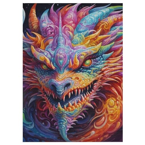 Drache -Puzzle, 300 Teile,Holzpuzzle Für Erwachsene Kinder, Lustiges Spielzeug, Denkspiel, Spielzeug, Bildungsspiel, Herausforderung, Pädagogisch, （42×30cm） von GGJJTT