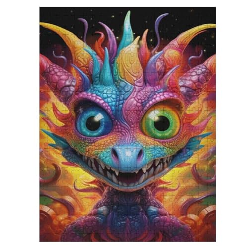 Drache -Puzzle, 500 Teile,Holzpuzzle Für Erwachsene Kinder, Lustiges Spielzeug, Denkspiel, Spielzeug, Bildungsspiel, Herausforderung, Pädagogisch, （55×41cm） von GGJJTT