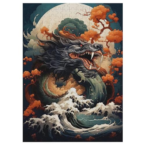 Drache – Puzzle 300 Teile, Holzpuzzle, Herausforderndes Geschicklichkeitsspiel Für Die Ganze Familie, Kinder Erwachsenenpuzzle Ab 12 Jahren （42×30cm） von GGJJTT