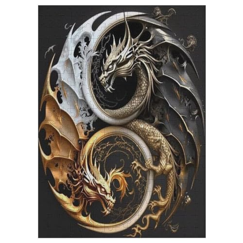 Drache Puzzle 300 Teile,Puzzles Für Erwachsene, Impossible Puzzle, Geschicklichkeitsspiel Für Die Ganze Familie, Puzzle Kinder,Holzpuzzle-Geschenk,Raumdekoration, （42×30cm） von GGJJTT